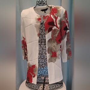 Ming Wang Textured White Knit Top